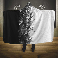 Hawaii Tropical Plant Monochrome Hooded Blanket Vibrant Polynesian Pattern