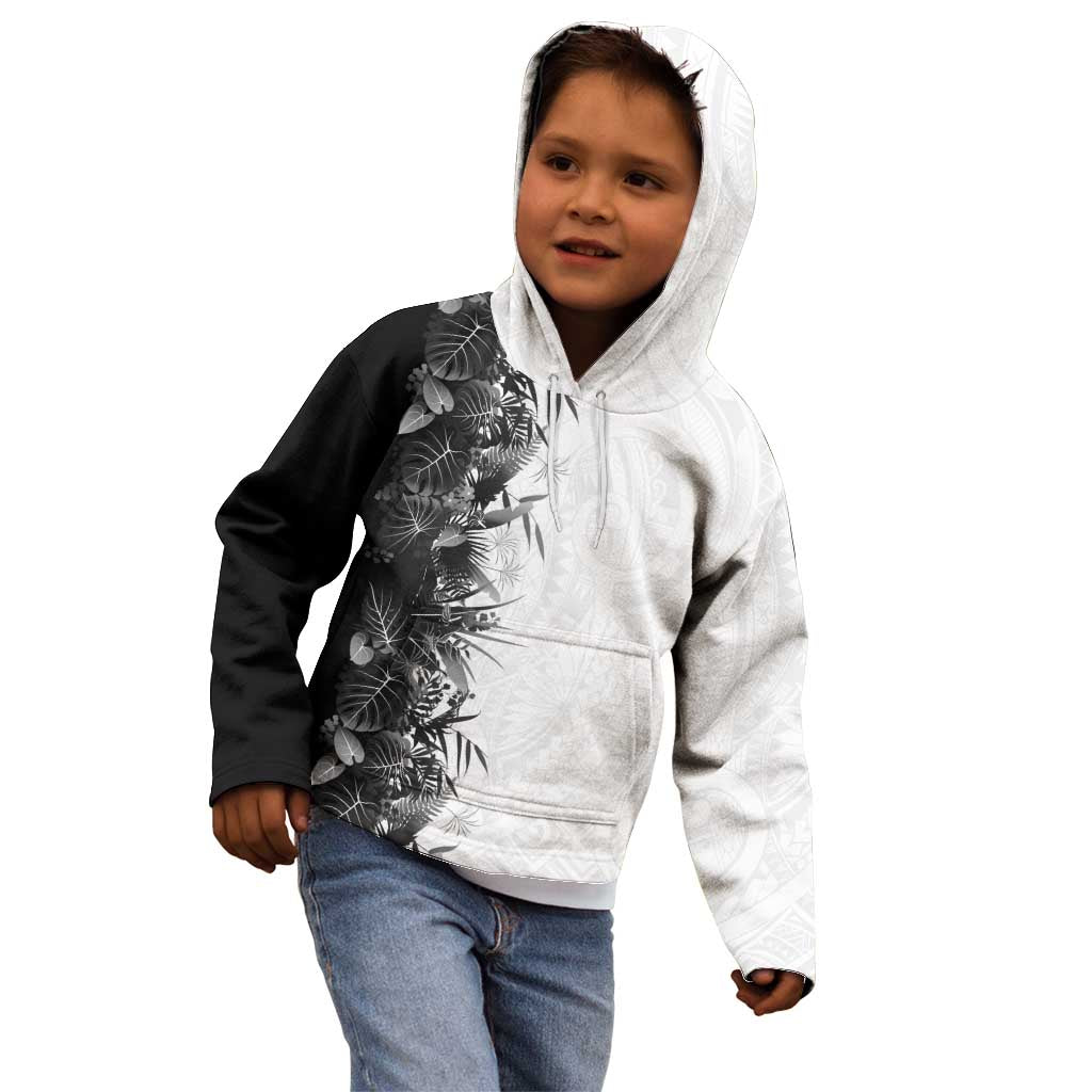 Hawaii Tropical Plant Monochrome Kid Hoodie Vibrant Polynesian Pattern