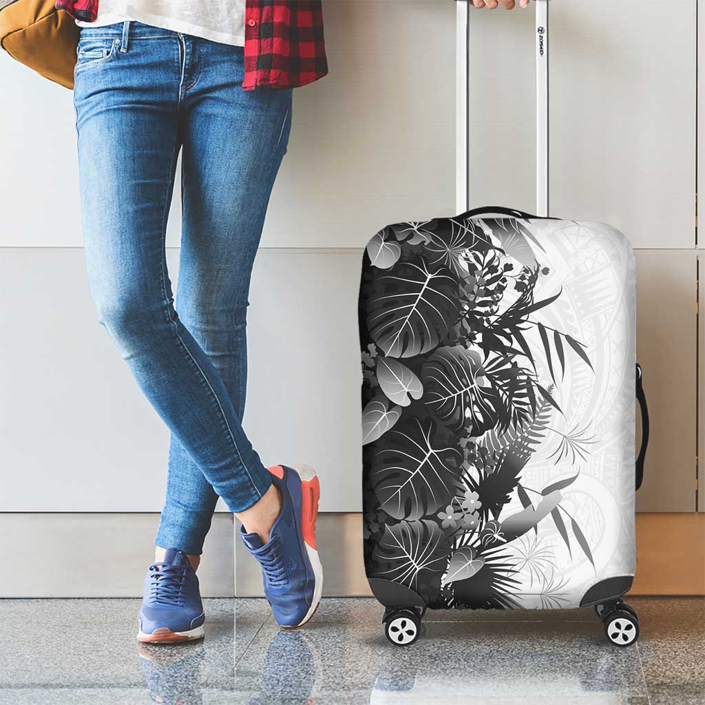 Hawaii Tropical Plant Monochrome Luggage Cover Vibrant Polynesian Pattern