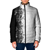 Hawaii Tropical Plant Monochrome Padded Jacket Vibrant Polynesian Pattern