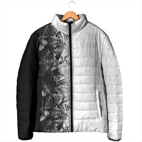 Hawaii Tropical Plant Monochrome Padded Jacket Vibrant Polynesian Pattern