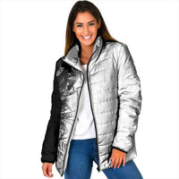 Hawaii Tropical Plant Monochrome Padded Jacket Vibrant Polynesian Pattern