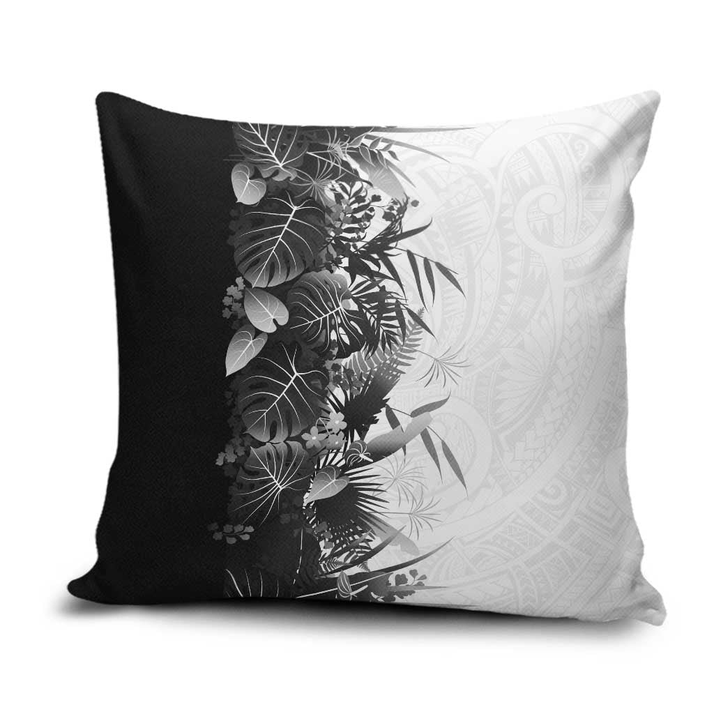 Hawaii Tropical Plant Monochrome Pillow Cover Vibrant Polynesian Pattern