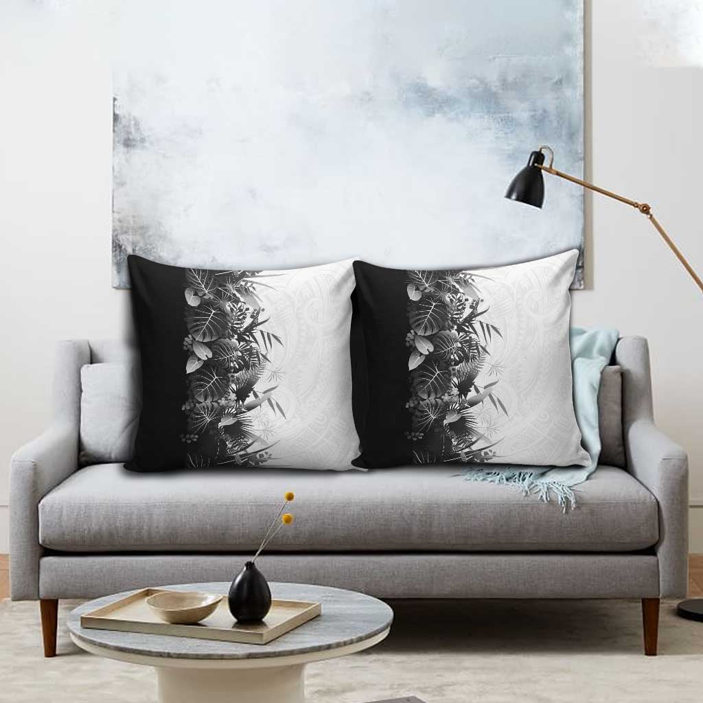Hawaii Tropical Plant Monochrome Pillow Cover Vibrant Polynesian Pattern