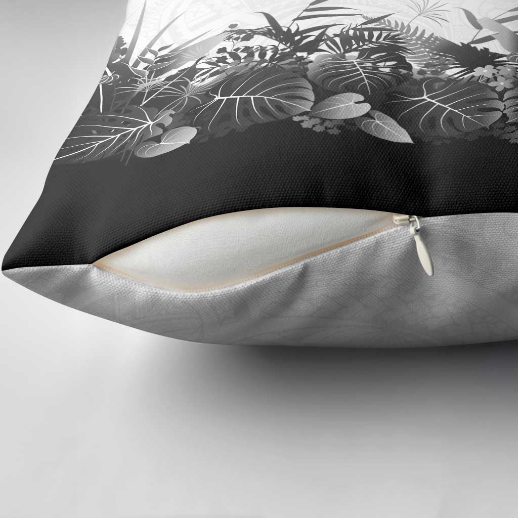 Hawaii Tropical Plant Monochrome Pillow Cover Vibrant Polynesian Pattern