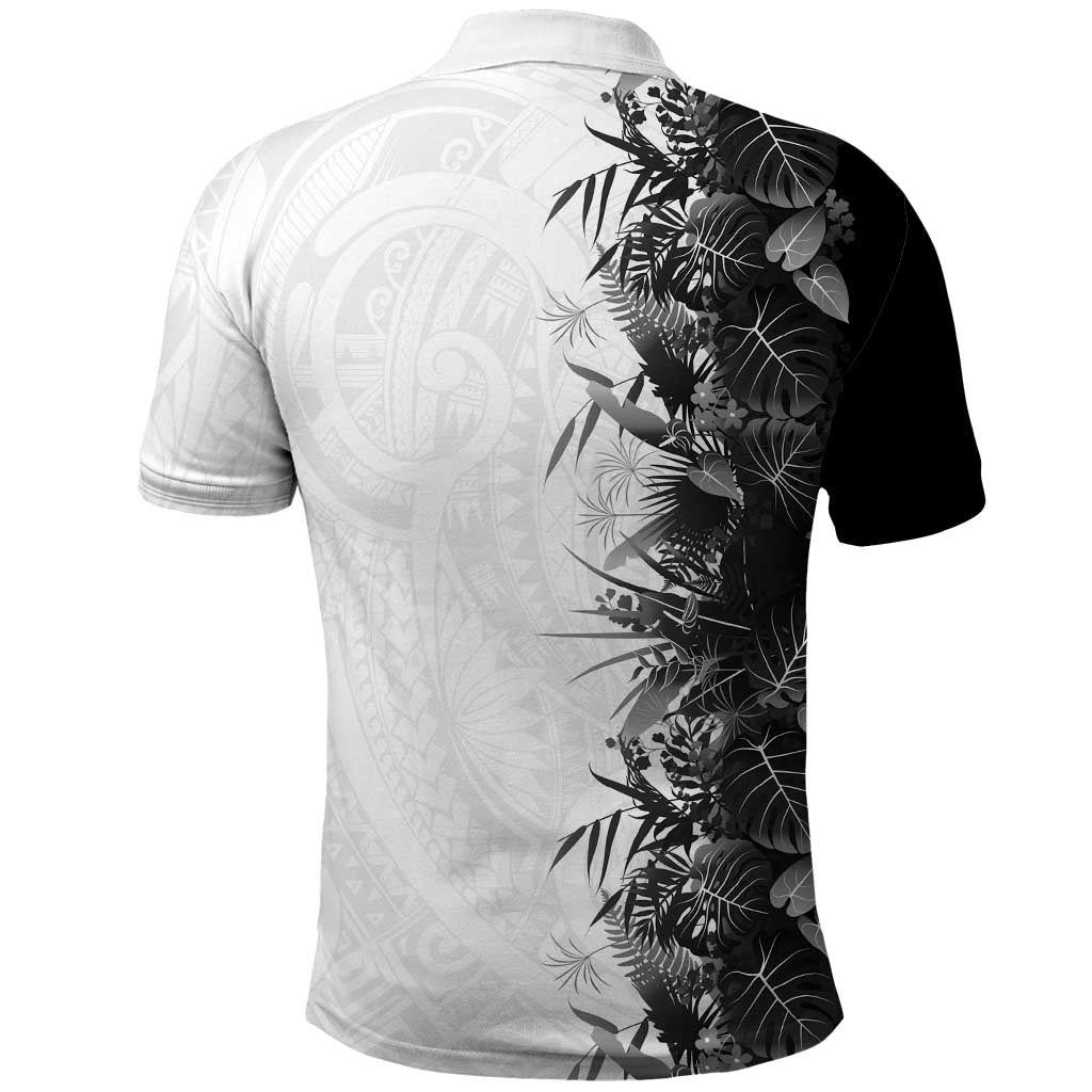 Hawaii Tropical Plant Monochrome Polo Shirt Vibrant Polynesian Pattern