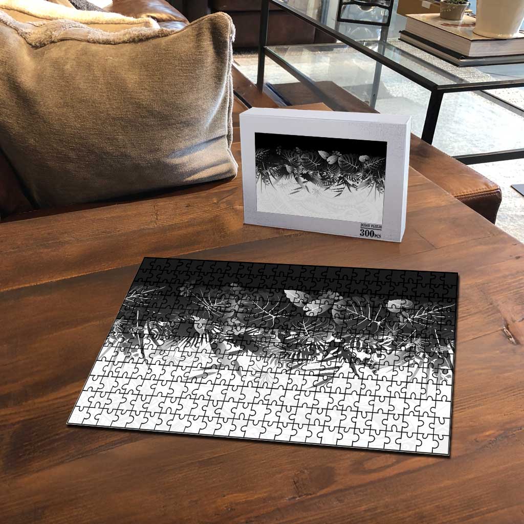 Hawaii Tropical Plant Monochrome Puzzle Vibrant Polynesian Pattern