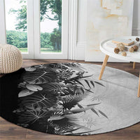 Hawaii Tropical Plant Monochrome Round Carpet Vibrant Polynesian Pattern