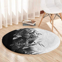Hawaii Tropical Plant Monochrome Round Carpet Vibrant Polynesian Pattern