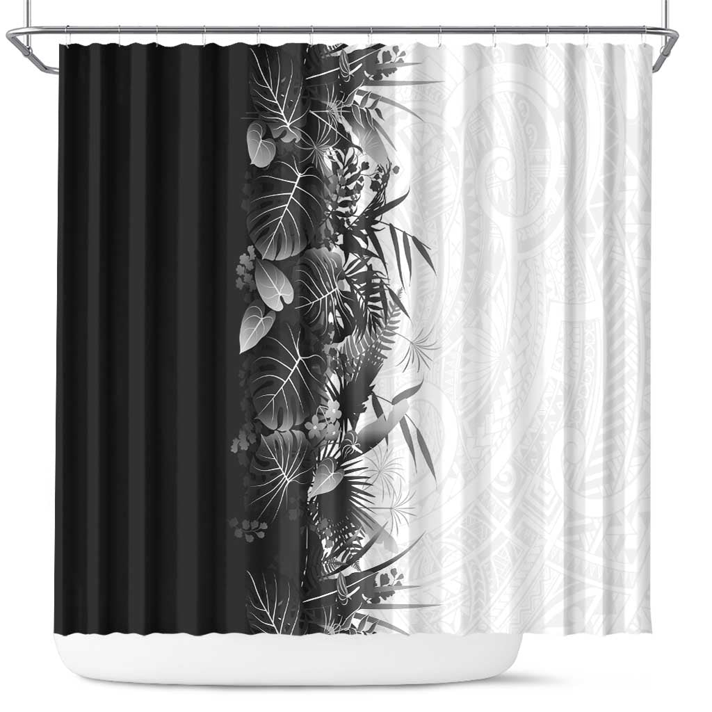 Hawaii Tropical Plant Monochrome Shower Curtain Vibrant Polynesian Pattern