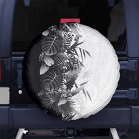 Hawaii Tropical Plant Monochrome Spare Tire Cover Vibrant Polynesian Pattern