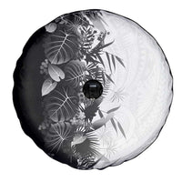 Hawaii Tropical Plant Monochrome Spare Tire Cover Vibrant Polynesian Pattern