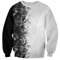 Hawaii Tropical Plant Monochrome Sweatshirt Vibrant Polynesian Pattern