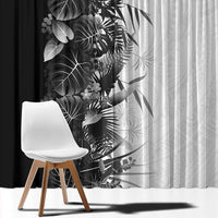 Hawaii Tropical Plant Monochrome Window Curtain Vibrant Polynesian Pattern