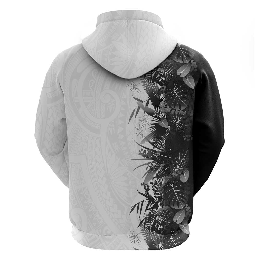 Hawaii Tropical Plant Monochrome Zip Hoodie Vibrant Polynesian Pattern
