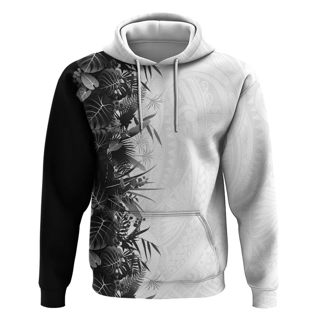 Hawaii Tropical Plant Monochrome Zip Hoodie Vibrant Polynesian Pattern