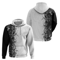 Hawaii Tropical Plant Monochrome Zip Hoodie Vibrant Polynesian Pattern
