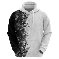 Hawaii Tropical Plant Monochrome Zip Hoodie Vibrant Polynesian Pattern
