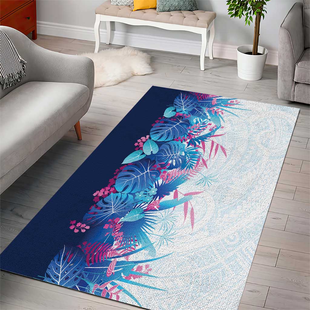Hawaii Tropical Plant UliUli Area Rug Vibrant Polynesian Pattern