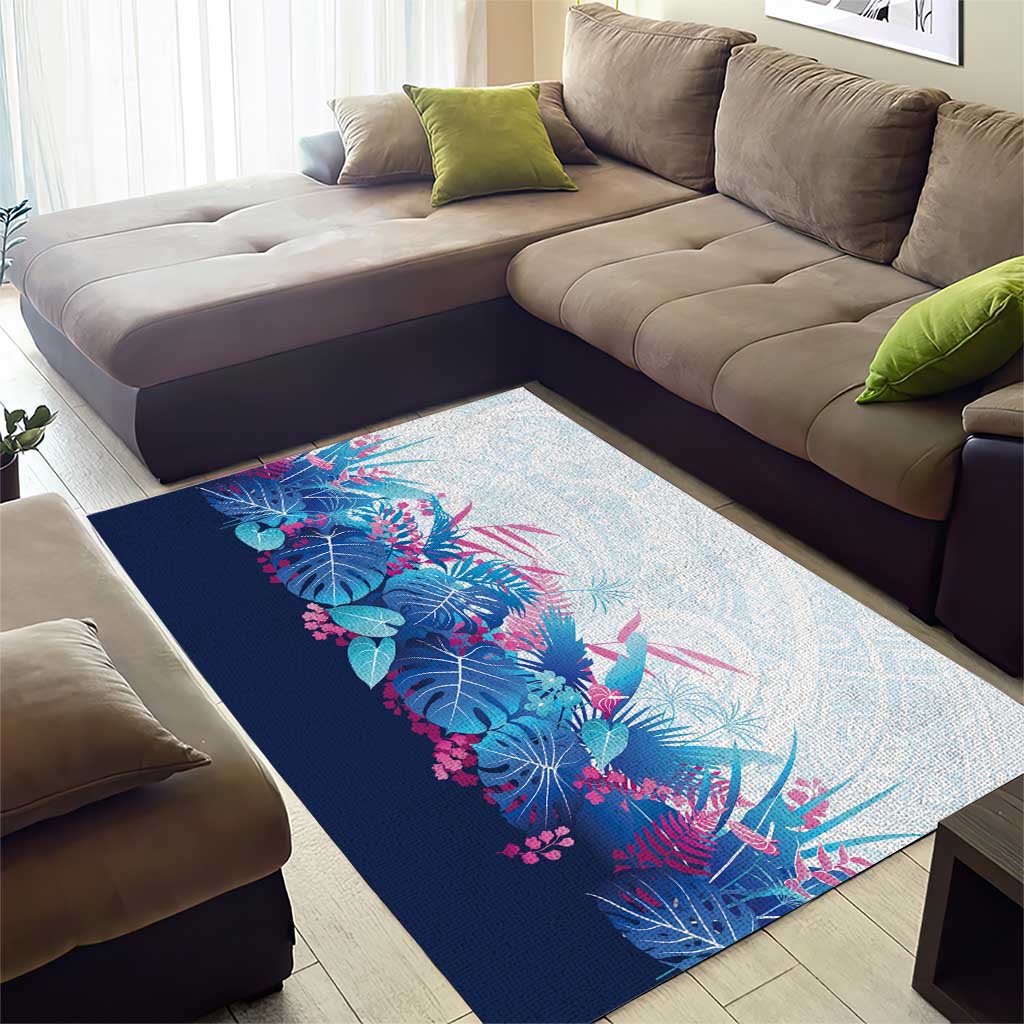 Hawaii Tropical Plant UliUli Area Rug Vibrant Polynesian Pattern