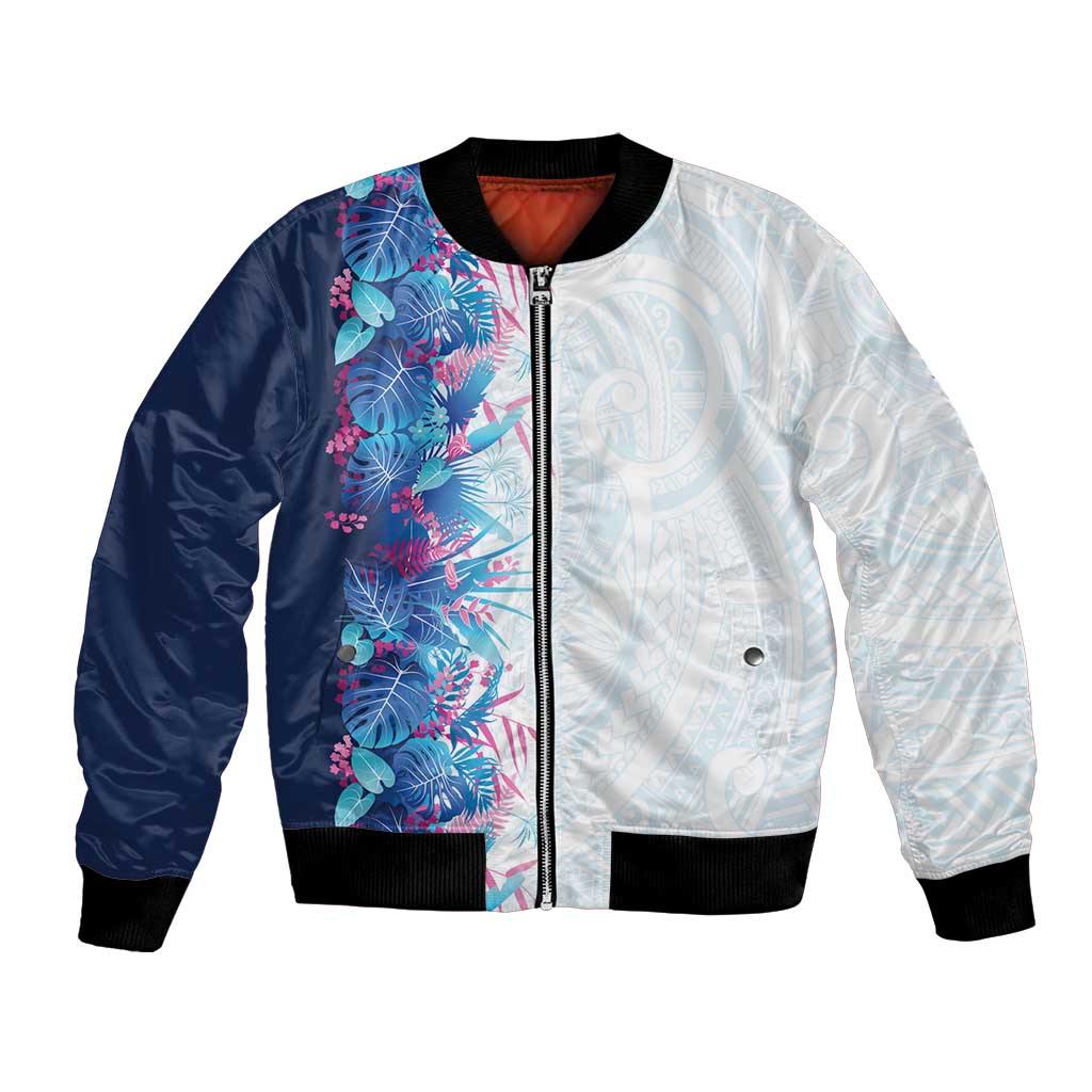 Hawaii Tropical Plant UliUli Bomber Jacket Vibrant Polynesian Pattern