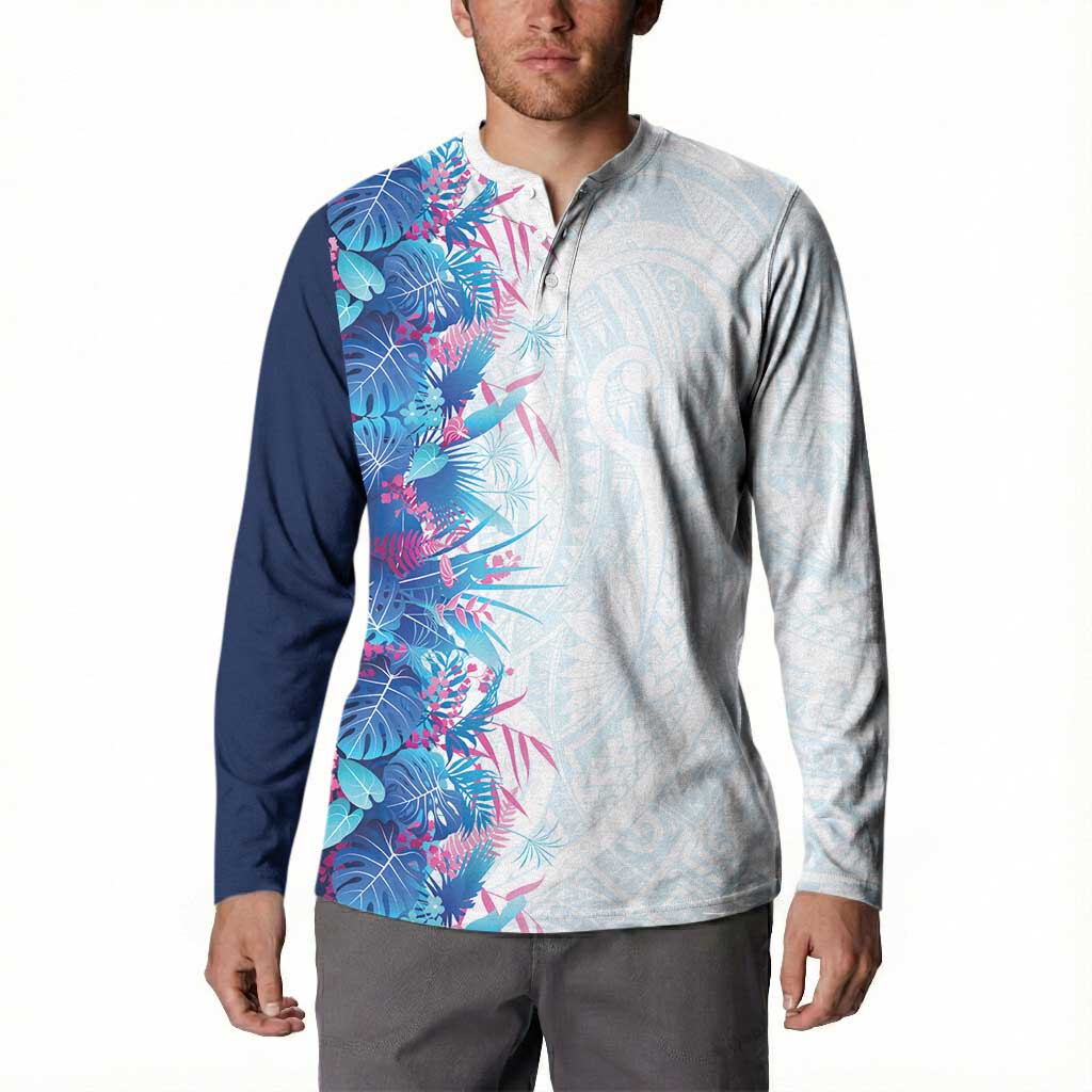 Hawaii Tropical Plant UliUli Button Sweatshirt Vibrant Polynesian Pattern