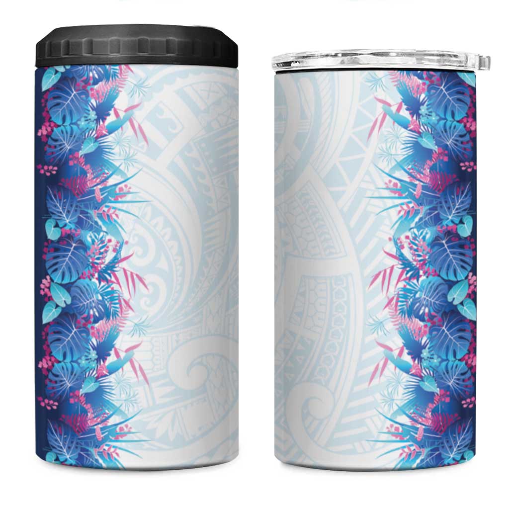 Hawaii Tropical Plant UliUli 4 in 1 Can Cooler Tumbler Vibrant Polynesian Pattern