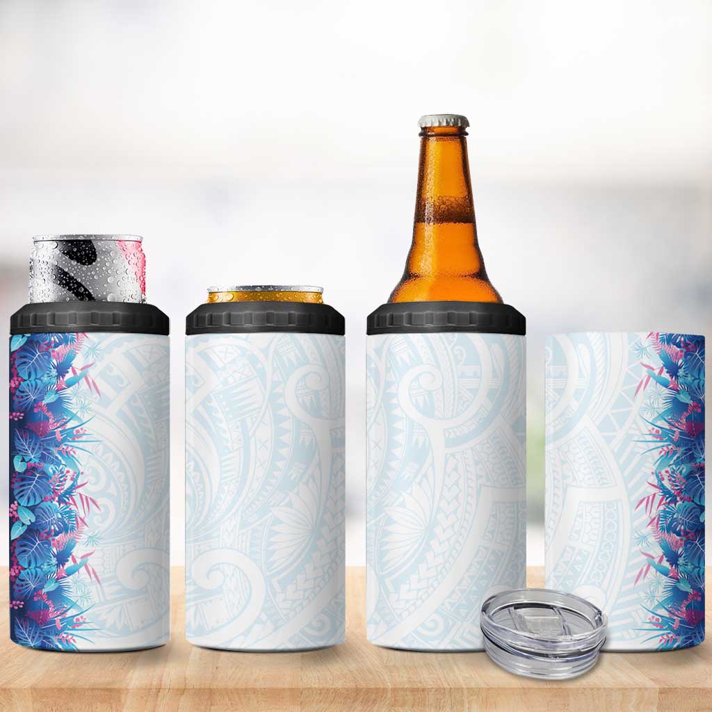Hawaii Tropical Plant UliUli 4 in 1 Can Cooler Tumbler Vibrant Polynesian Pattern