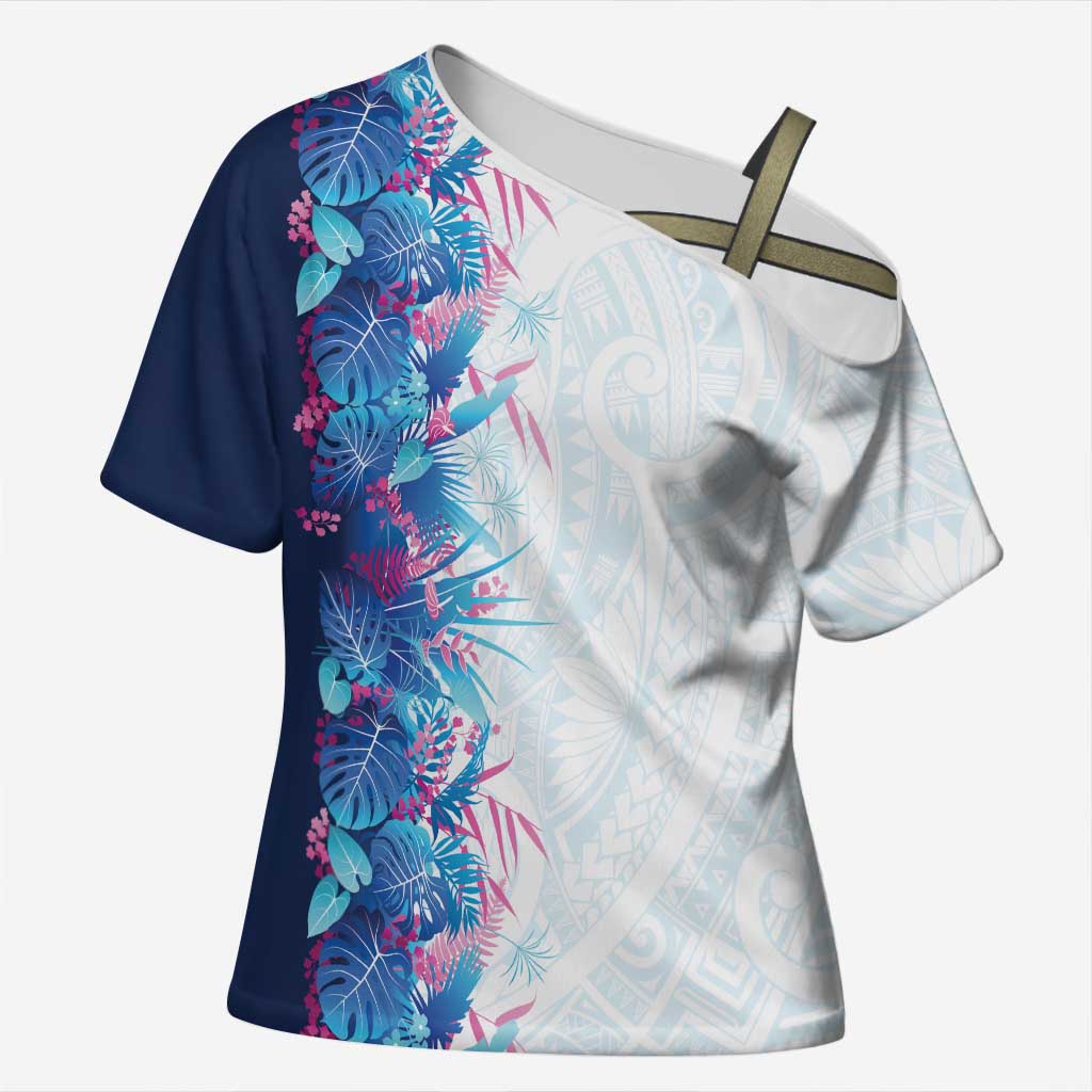 Hawaii Tropical Plant UliUli Cross Shoulder Shirt Vibrant Polynesian Pattern