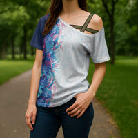 Hawaii Tropical Plant UliUli Cross Shoulder Shirt Vibrant Polynesian Pattern