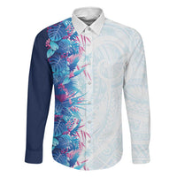 Hawaii Tropical Plant UliUli Family Matching Puletasi and Hawaiian Shirt Vibrant Polynesian Pattern