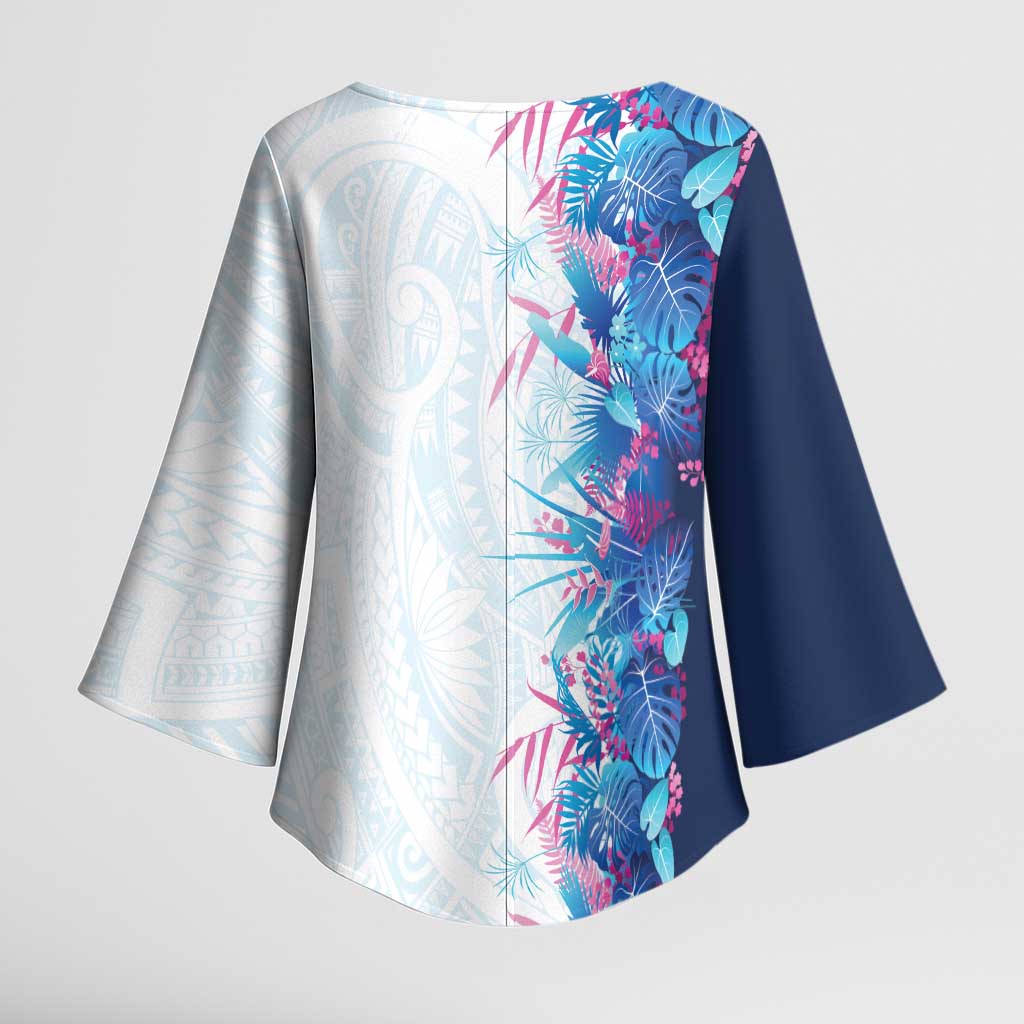 Hawaii Tropical Plant UliUli Kimono Sleeve Blouse Vibrant Polynesian Pattern