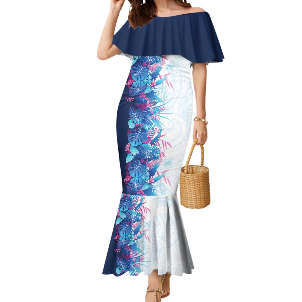 Hawaii Tropical Plant UliUli Mermaid Dress Vibrant Polynesian Pattern