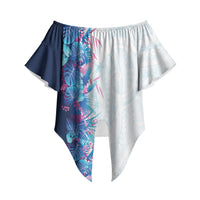 Hawaii Tropical Plant UliUli Off Shoulder Wrap Waist Top Vibrant Polynesian Pattern LT01 Blue - Polynesian Pride