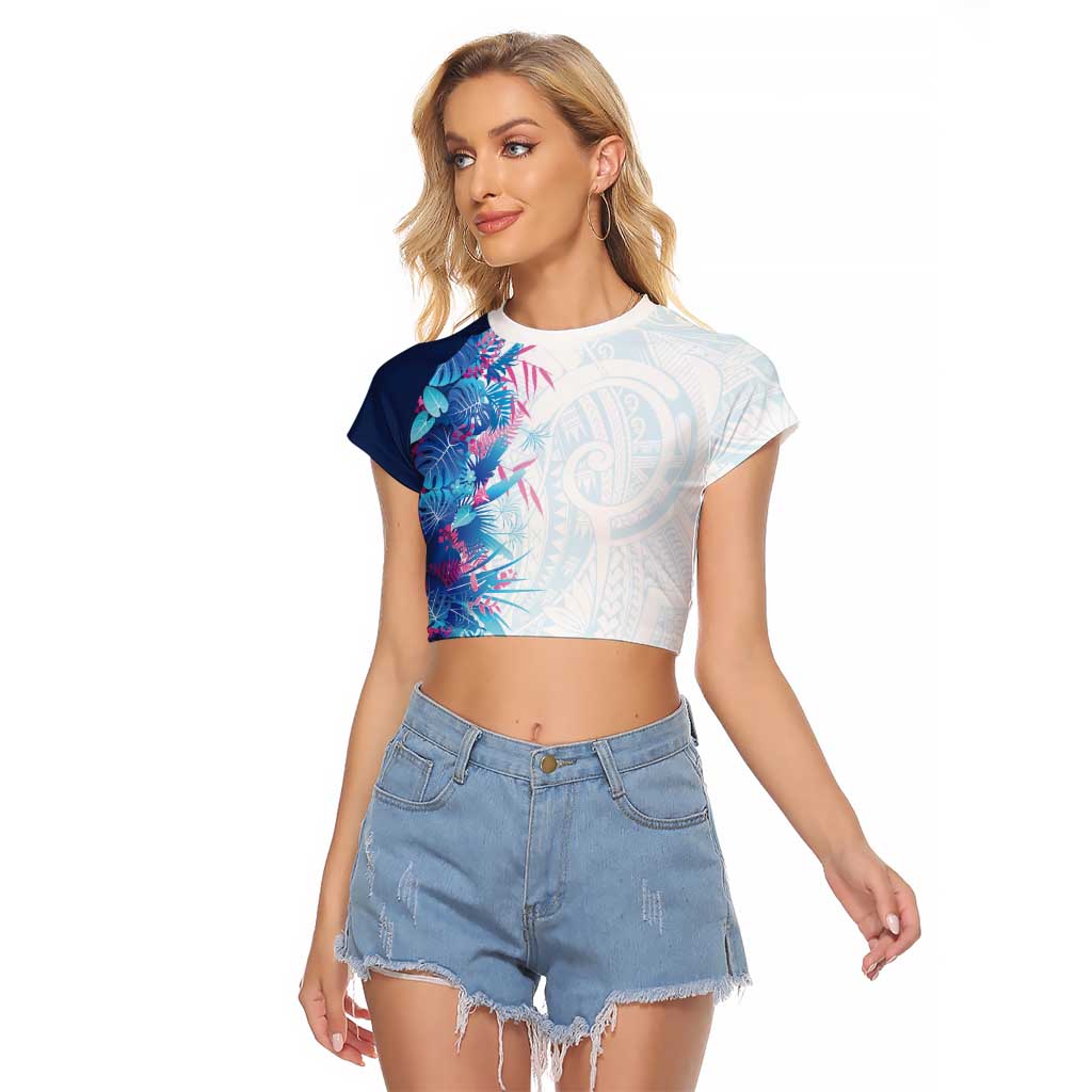 Hawaii Tropical Plant UliUli Raglan Cropped T Shirt Vibrant Polynesian Pattern