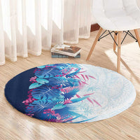 Hawaii Tropical Plant UliUli Round Carpet Vibrant Polynesian Pattern