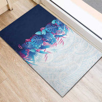 Hawaii Tropical Plant UliUli Rubber Doormat Vibrant Polynesian Pattern