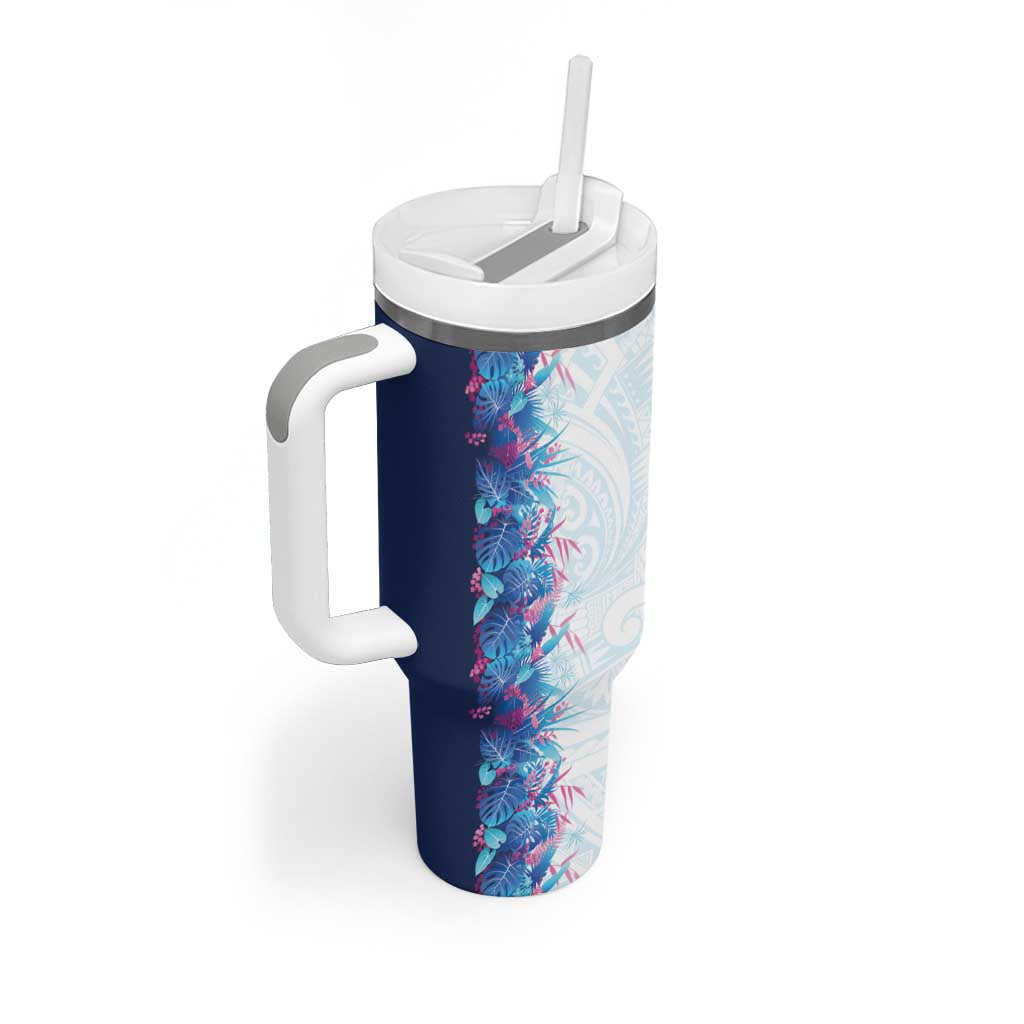 Hawaii Tropical Plant UliUli Tumbler With Handle Vibrant Polynesian Pattern