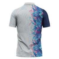 Hawaii Tropical Plant UliUli Zipper Polo Shirt Vibrant Polynesian Pattern