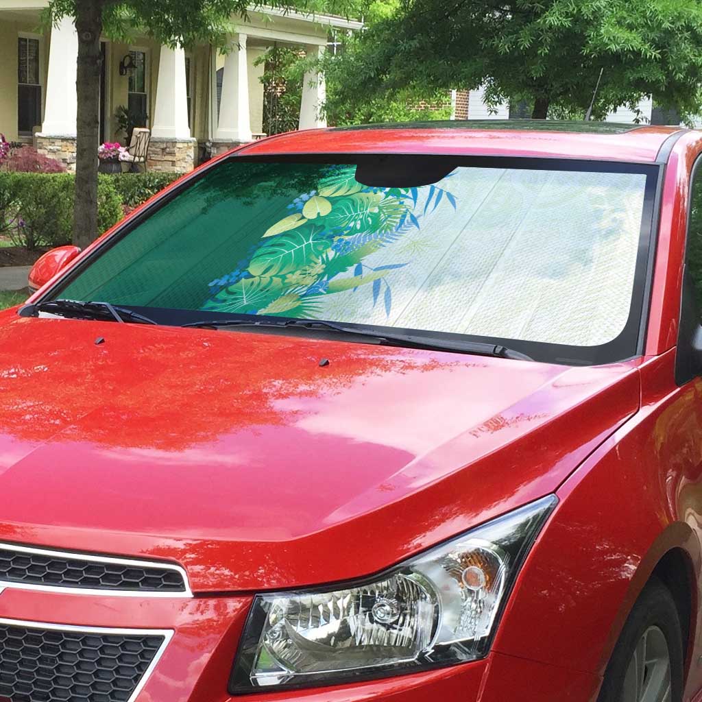 Hawaii Tropical Plant Omaomao Auto Sun Shade Vibrant Polynesian Pattern