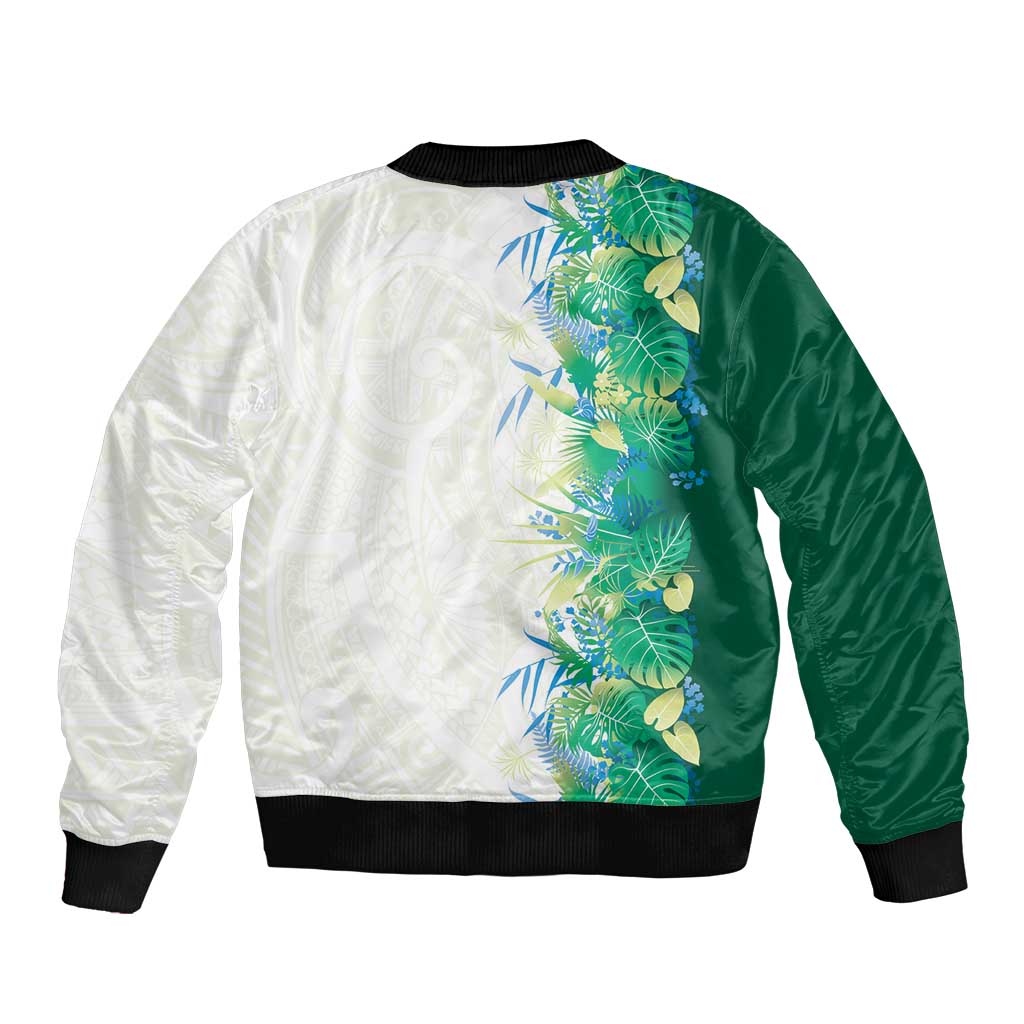 Hawaii Tropical Plant Omaomao Bomber Jacket Vibrant Polynesian Pattern