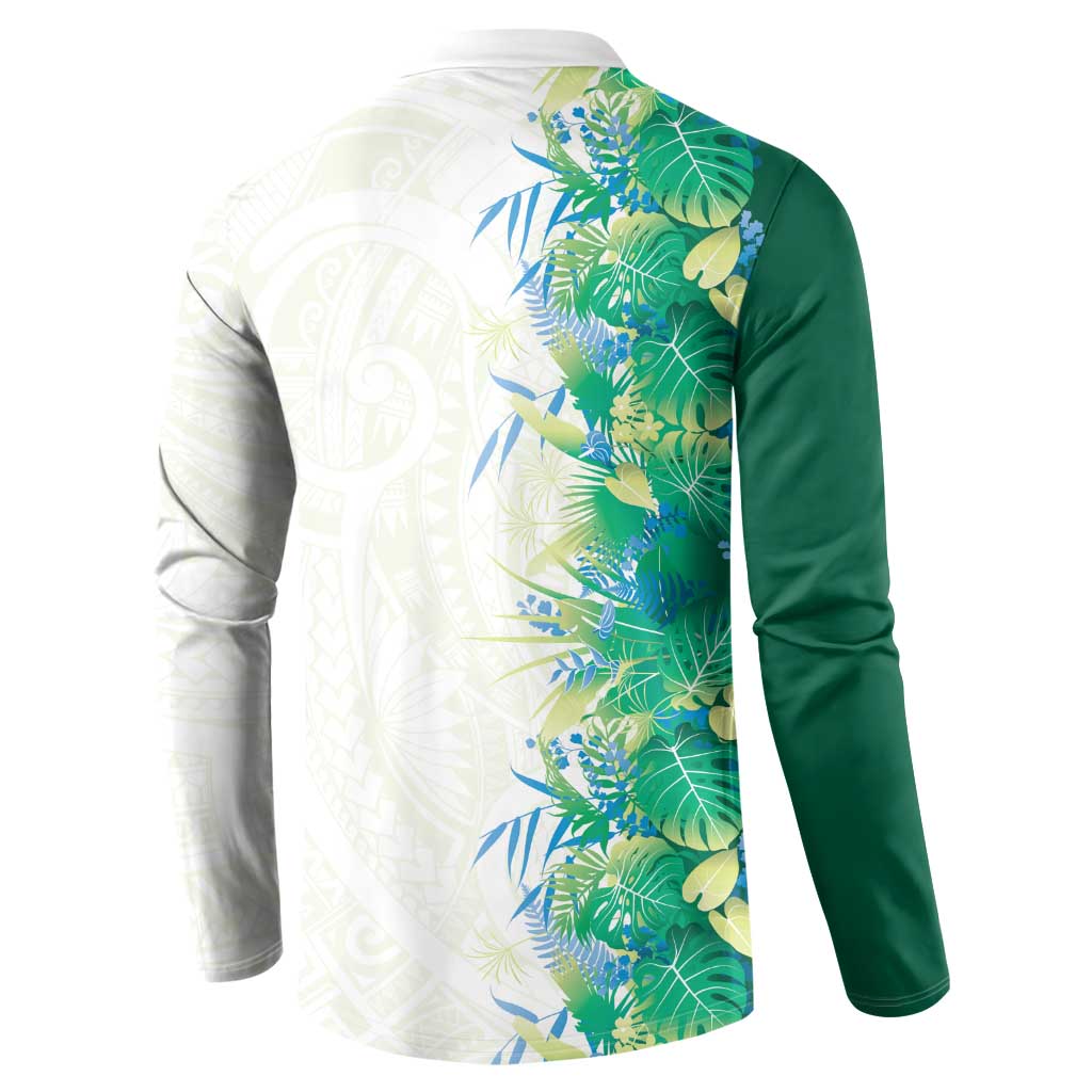 Hawaii Tropical Plant Omaomao Button Sweatshirt Vibrant Polynesian Pattern