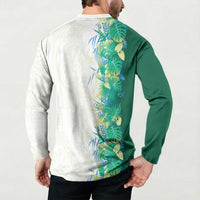 Hawaii Tropical Plant Omaomao Button Sweatshirt Vibrant Polynesian Pattern