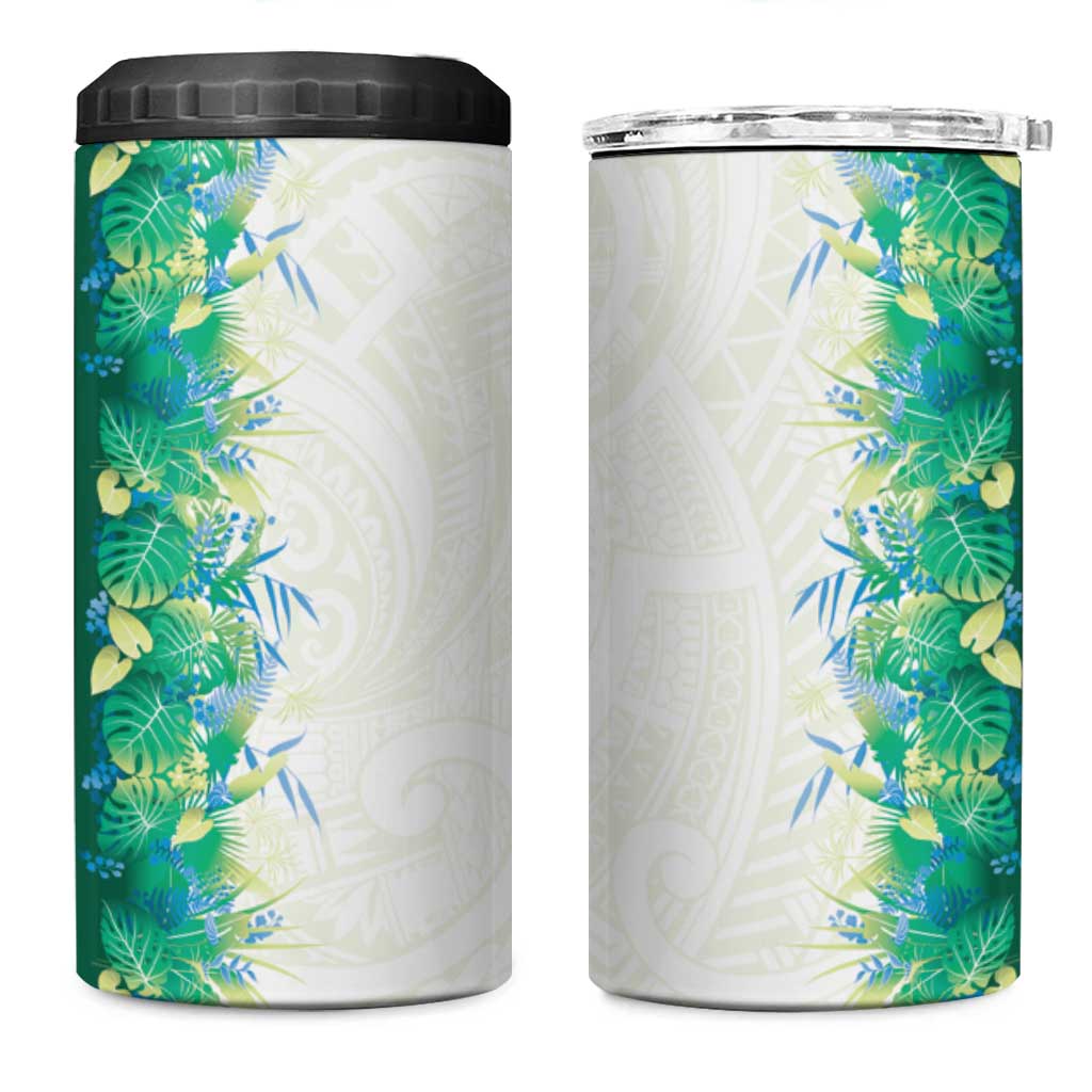 Hawaii Tropical Plant Omaomao 4 in 1 Can Cooler Tumbler Vibrant Polynesian Pattern