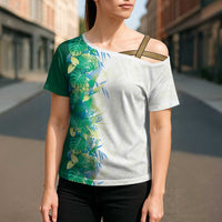 Hawaii Tropical Plant Omaomao Cross Shoulder Shirt Vibrant Polynesian Pattern