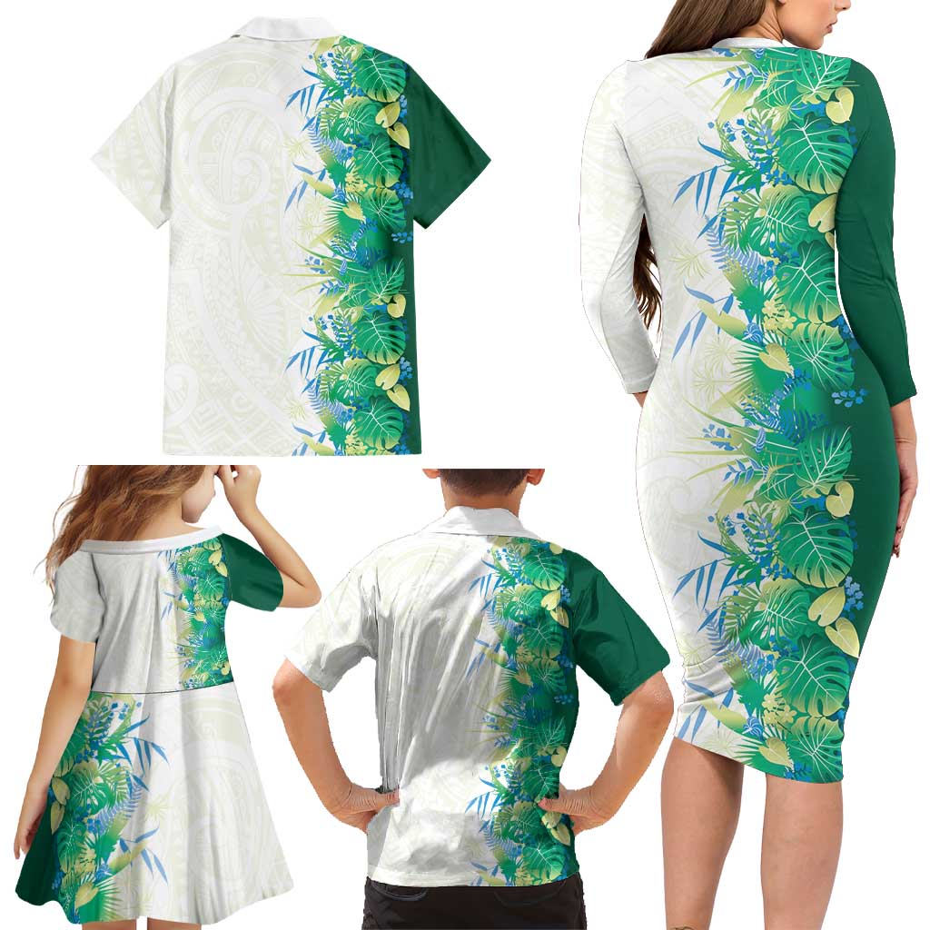 Hawaii Tropical Plant Omaomao Family Matching Long Sleeve Bodycon Dress and Hawaiian Shirt Vibrant Polynesian Pattern LT01 - Polynesian Pride