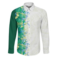 Hawaii Tropical Plant Omaomao Family Matching Off Shoulder Maxi Dress and Hawaiian Shirt Vibrant Polynesian Pattern