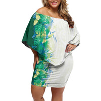 Hawaii Tropical Plant Omaomao Family Matching Off Shoulder Short Dress and Hawaiian Shirt Vibrant Polynesian Pattern