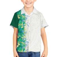 Hawaii Tropical Plant Omaomao Family Matching Short Sleeve Bodycon Dress and Hawaiian Shirt Vibrant Polynesian Pattern LT01 Son's Shirt Green - Polynesian Pride