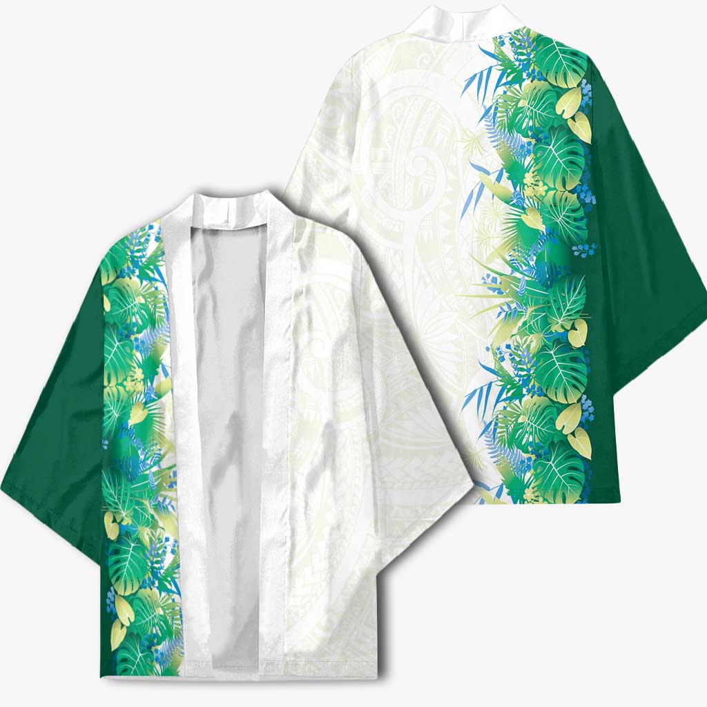 Hawaii Tropical Plant Omaomao Kimono Vibrant Polynesian Pattern